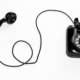 Black rotary telephone