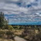 prairie landscape with living blue skies filled with clouds