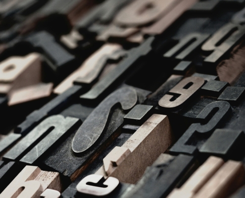 block letters for printing or a typewriter
