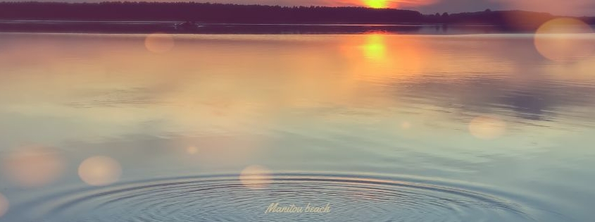 Shores of Manitou Beach at dusk. Shows ripples in the water