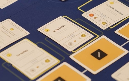 Card game culturecapital laid out on a blue table ready to play